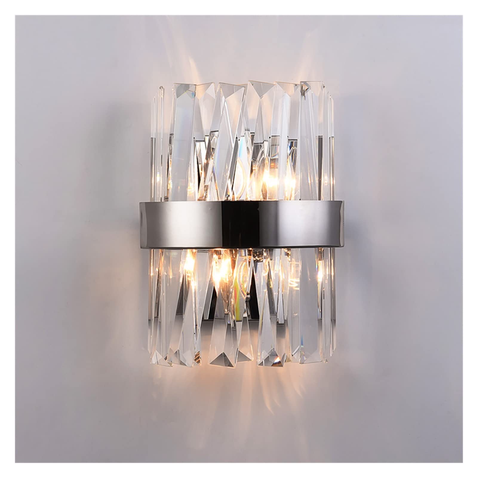 ZTCHSENZT Wall Sconces, Modern Crystal Wall Lamp Chrome Copper Simple Wall Light Golden LED Sconce for Bedroom Living Room Dining Stair Restroom,Dia20cmh35cm-chrome-WarmWhite