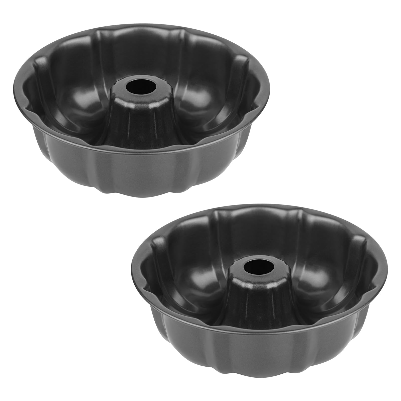 Novery Molde antiadherente para tartas de 24.1 cm, de acero al carbono resistente, molde redondo para hornear Buntz, utensilios para hornear, gelatina, chocoflan, flan, 2 unidades