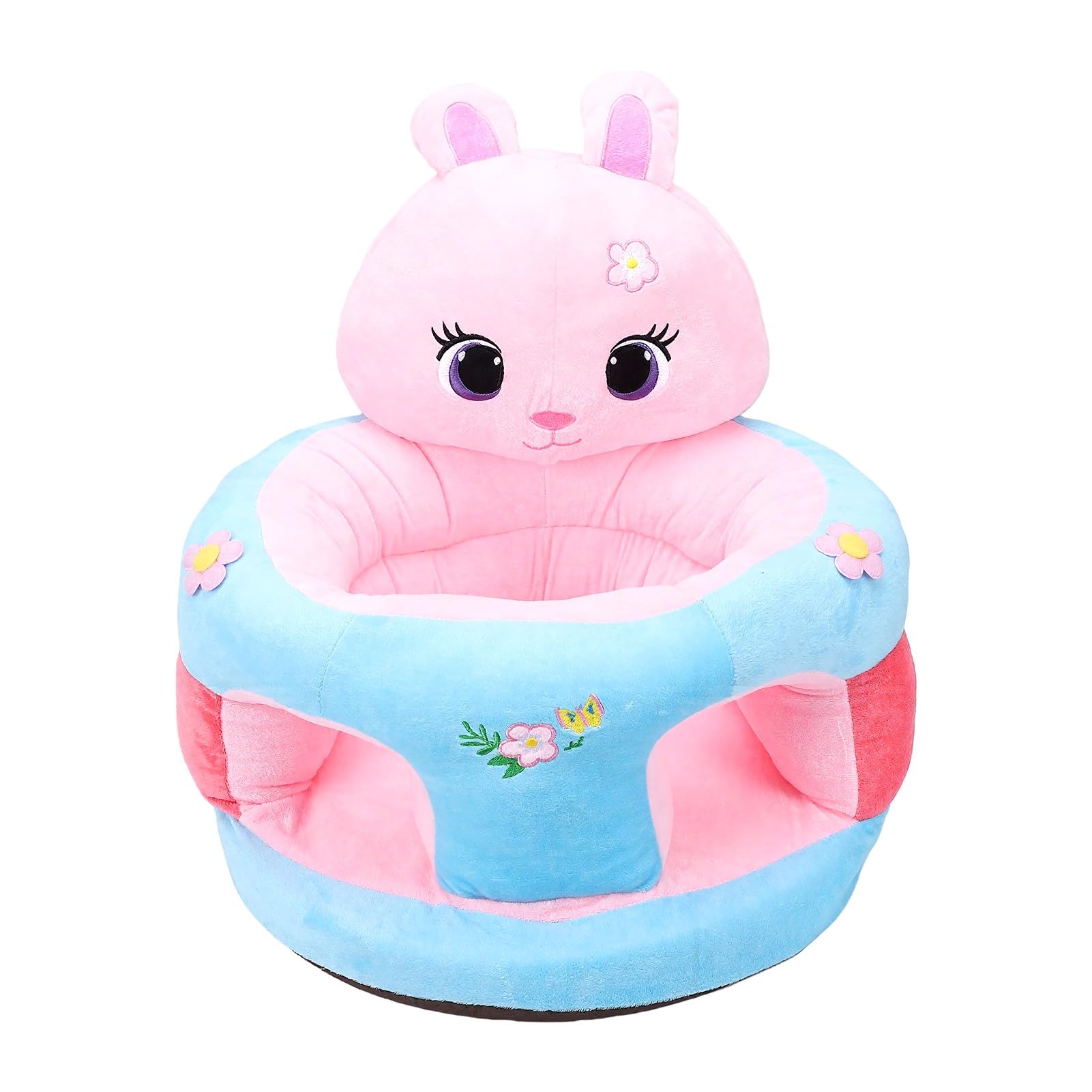 Fockety Baby Seat for 3-36 Months, Plush Sofa Baby Chair with Fence, Infant Back Support Floor Seat Chair Cute Portable Toddler for Sitting Up Activity Learning Sit (Rabbit)