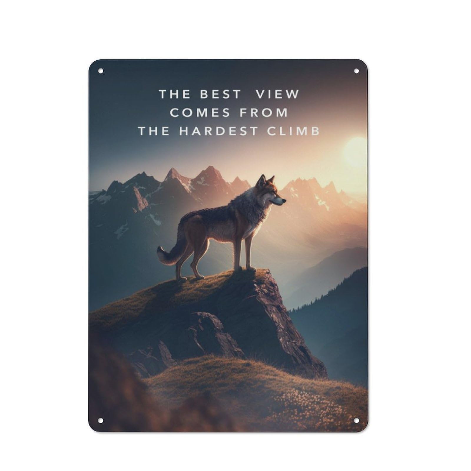 Junmoney Hardest Climb Wolf Metal Sign 40X30cm With For Workshop Wall, Vintage Decor, A Decorative Christmas Gift For Metal Sign Collectors