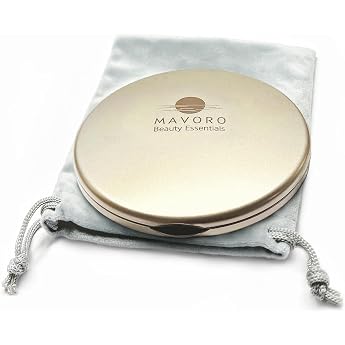Mavoro Compact Mirror with Magnification 1X/10X - Makeup Mirror Compact Foldable Large 10 cm Cosmetic Mirror Travel Mirror for Cosmetics On the Go Champagne Gold