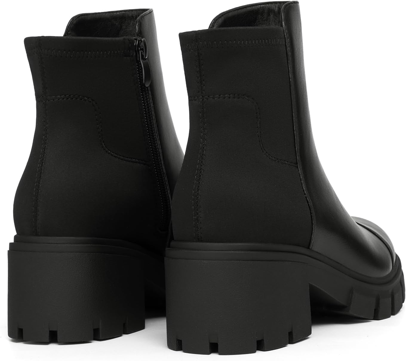 Athlefit Women's Ankle Boots Platform Lug Sole Chunky Heel Chelsea Booties with Side Zipper - Image 5