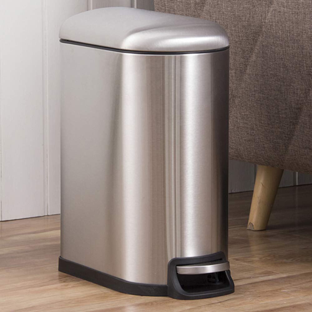 10 Liter Edelstahl Treteimer für Recycling – Abfall, Papier, Plastik, Dosen, Gartenabfälle Und Geeignet für Küche, Bad, Büro Und Schlafzimmer