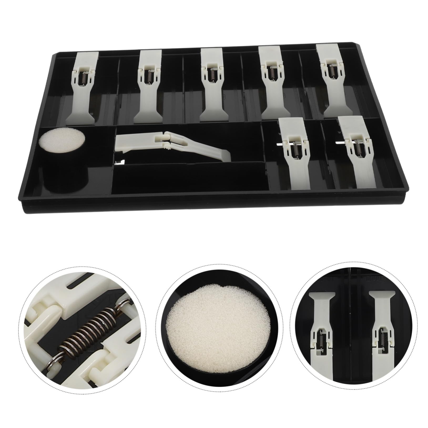 Organizzatore per Contanti Multi-scomparto con Clip per Uso in Negozio e Supermercato, Cassetto Portamonete in Plastica con 9 Scomparti