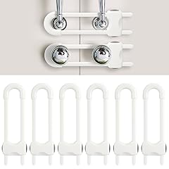 Baby Proofing Cabinets, Sliding Cabinet Locks for Babies, Adjustable U Shaped Baby Safety Locks, Childproof Cabinet Latch for Kitchen, Bathroom, Drawer, Cupboard Doors Knobs & Handles (6 Pack White)