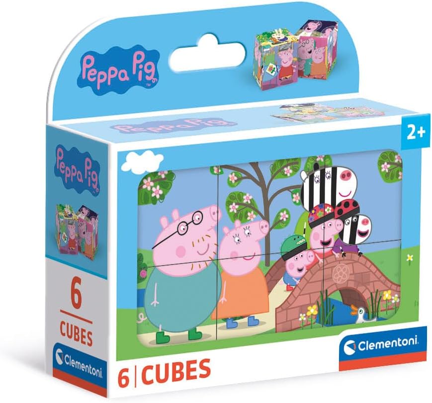 Clementoni Peppa Pig-6 Pieces Children 2 Years, Cartoons, Puzzle Cubes, Made In Italy, Multicoloured, 40659