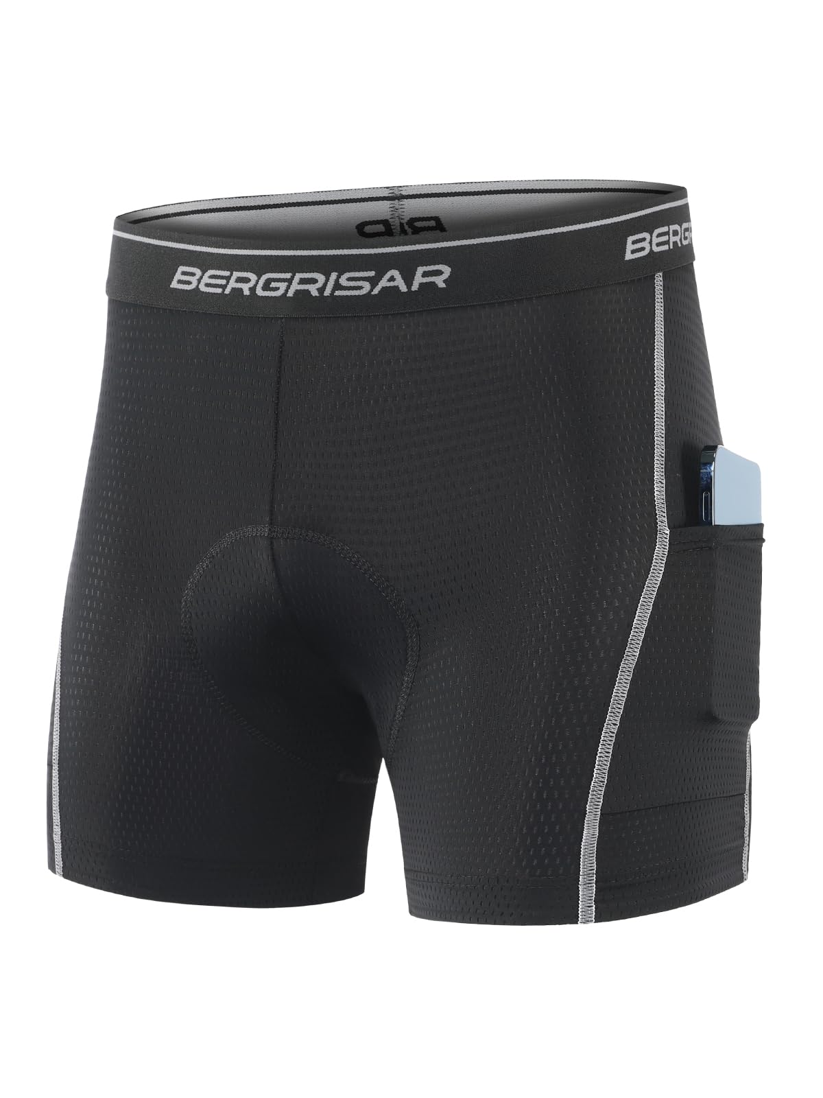 BERGRISAR Pantaloncini da ciclismo imbottiti Biancheria intima Mens Mountain Road Bike Undershorts Traspirante Ciclo Bicicletta Pantaloncini