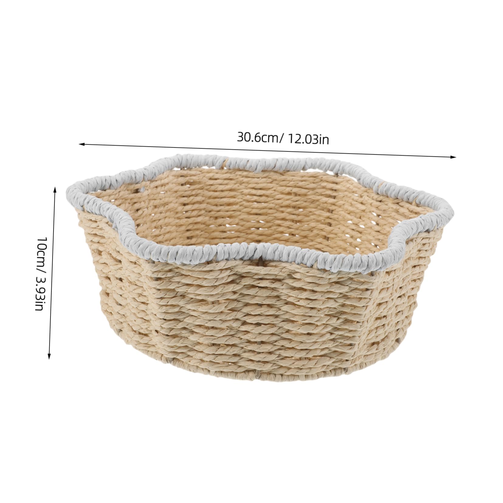 Cesta de Almacenamiento Tejida Mano Trenzado Organizador Decorativo de Imitación Ratán para Escritorio Sala Cocina y Baño Cesta Multiusos para Frutas y Snacks