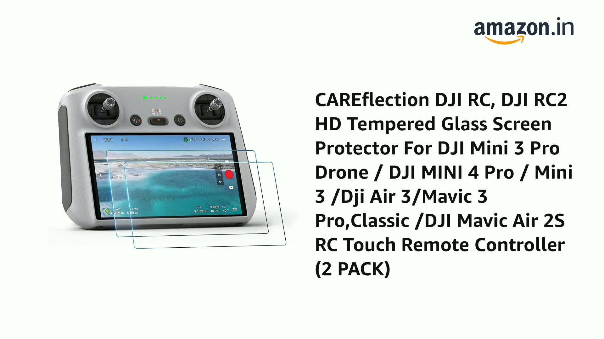 Protecteur Écran Verre Trempé JJC Pour DJI RC/RC2 - Ultra-Mince 0.3mm Anti-Rayures - Compatible Air3, Mini 4 Pro