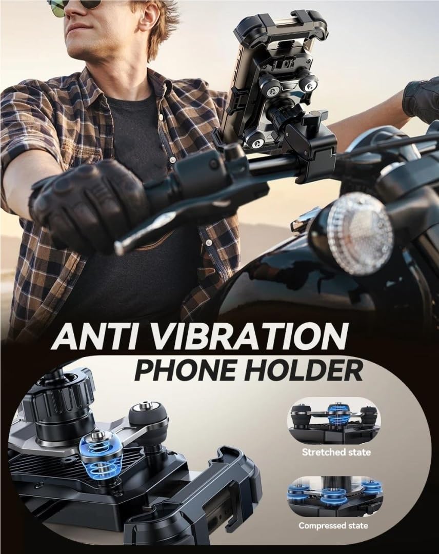 Supporto Per Telefono Per Moto Anti-vibrazioni Per Manubrio Bicicletta Per 4.7-7” Accessori Per Ciclismo
