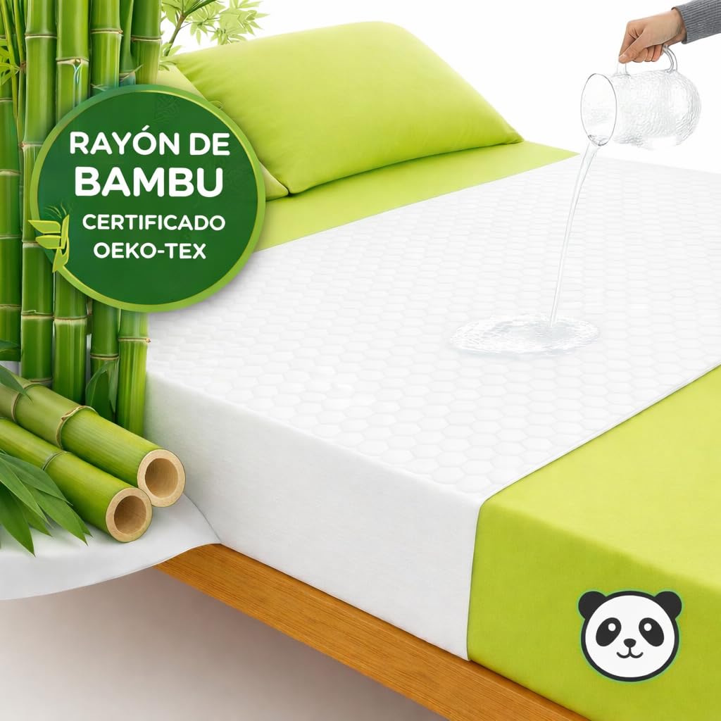 Empapadores Orgánicos Cama Adultos 90 x 85 cm (Pack X2) Reutilizable Super Absorbente - Lavables con Alas 4 Capas - Impermeable - Empapadores Bebe y Adulto - Rayon derivado de Bambú.