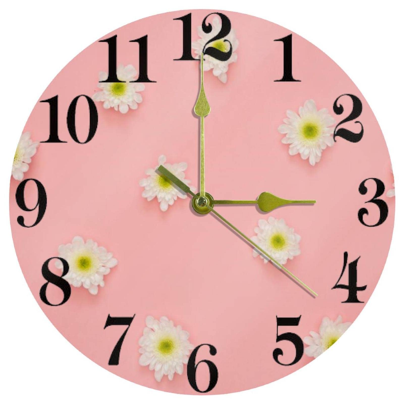 Horloge murale rose de 25,4 cm avec design abstrait et mouvement silencieux
