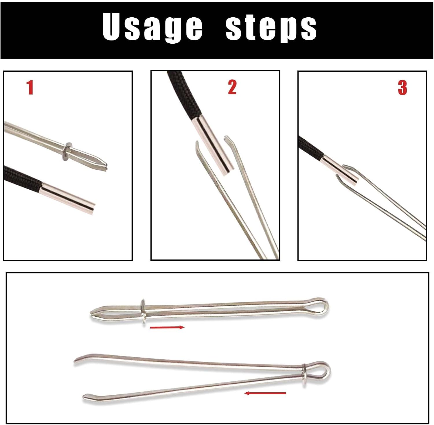 Sturdy Metal Locking Drawstring Threaders (8 Pack), DIY Rope Threader Clip, Drawstring Threader Tool Sewing Clips, Hoodie String Threader Sewing Clips for Sweatpants, Shorts, Pajamas & Crafting image 4