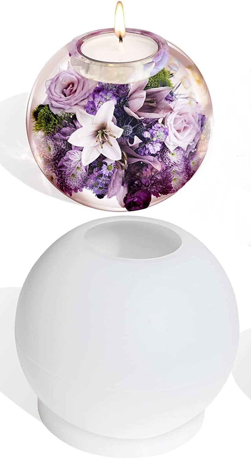 Ditya Crafts - Sphere T Light Holder Resin Mold Beautiful Silcione Mold for Resin T-Light Holder - Set of 1