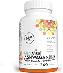PlantVital Organic Ashwagandha Supplément avec poivre noir - Fabriqué au Canada - 2,600mg par jour - Capsules Ashwagandha pour soulager le stress, augmenter l'énergie, aide au sommeil & Support mémoire - 120 Nombre