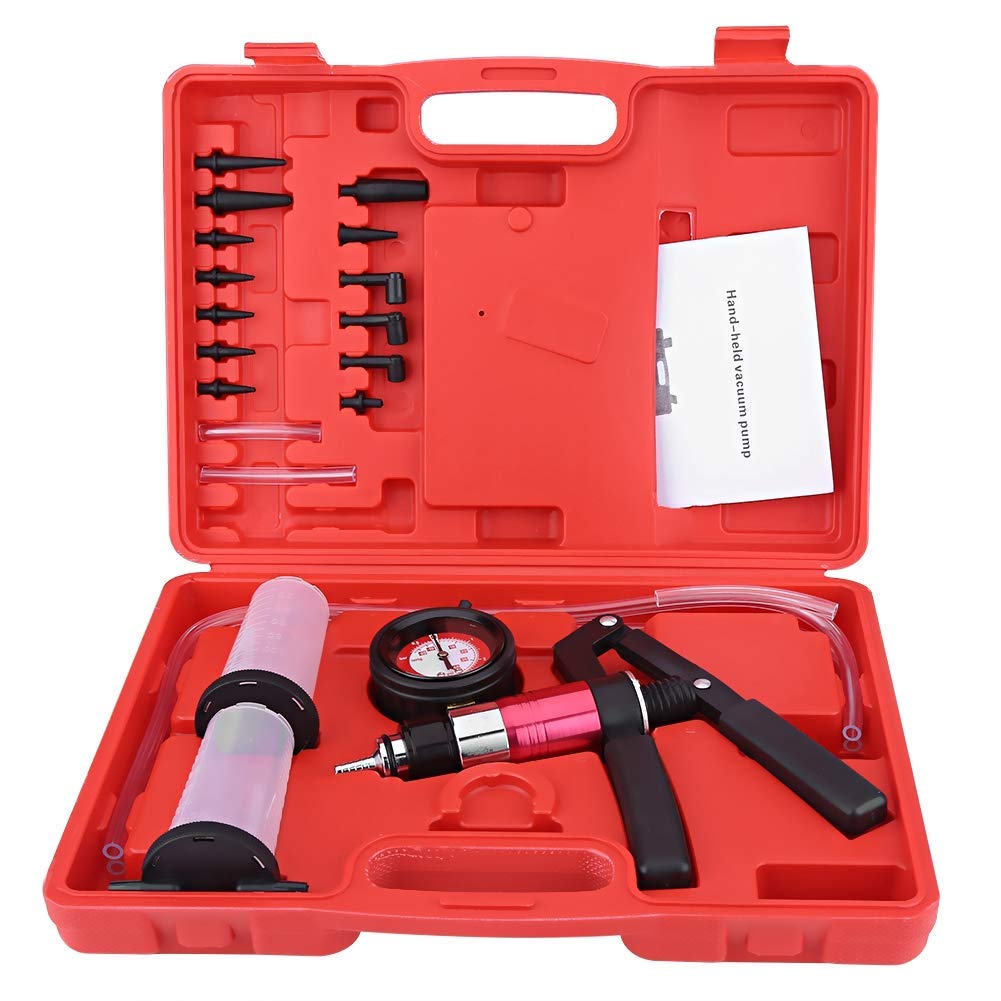 Cocoarm Dispositivo Spurgo Freni, Set Spurgo Freni, Manometro, Tester Manuale per Pompe a Vuoto con Adattatori, Strumento Sostituzione Liquido Freni per Auto, Moto, Camion