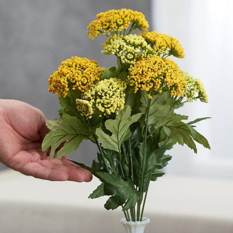 Factory Direct Craft Shades of Yellow Queen Anne's Lace Artificial Flowers Fake Wildflowers for Flower Arrangements and Home Decor (Size: 17