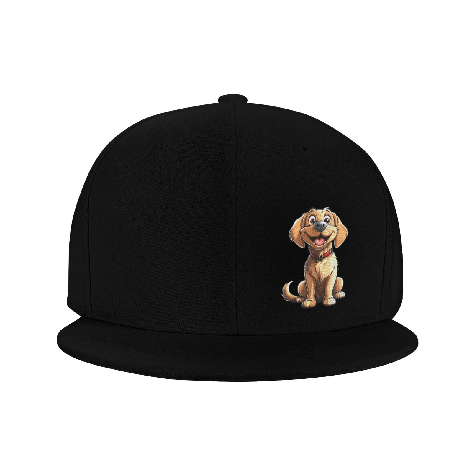 Yoladsume Golden Retriever Dog Adult Adjustable Men and Women Flat Bill Baseball Cap Trucker Useful Black