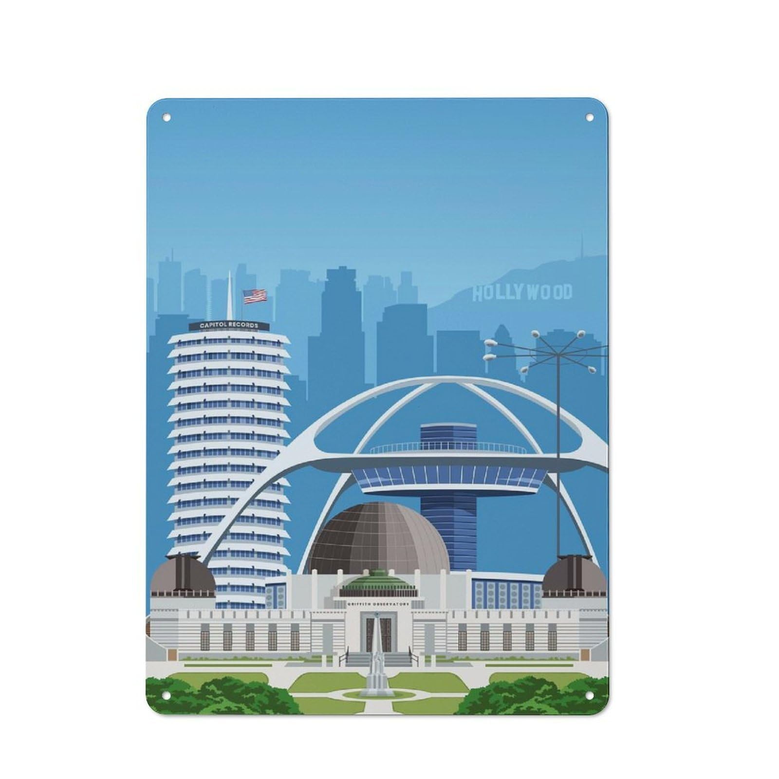 Junmoney Los Angeles Travel Print Metal Gift Sign 40X30cm, Vintage Home Wall Decor For Home, Shop, Pub Or Studio Wall