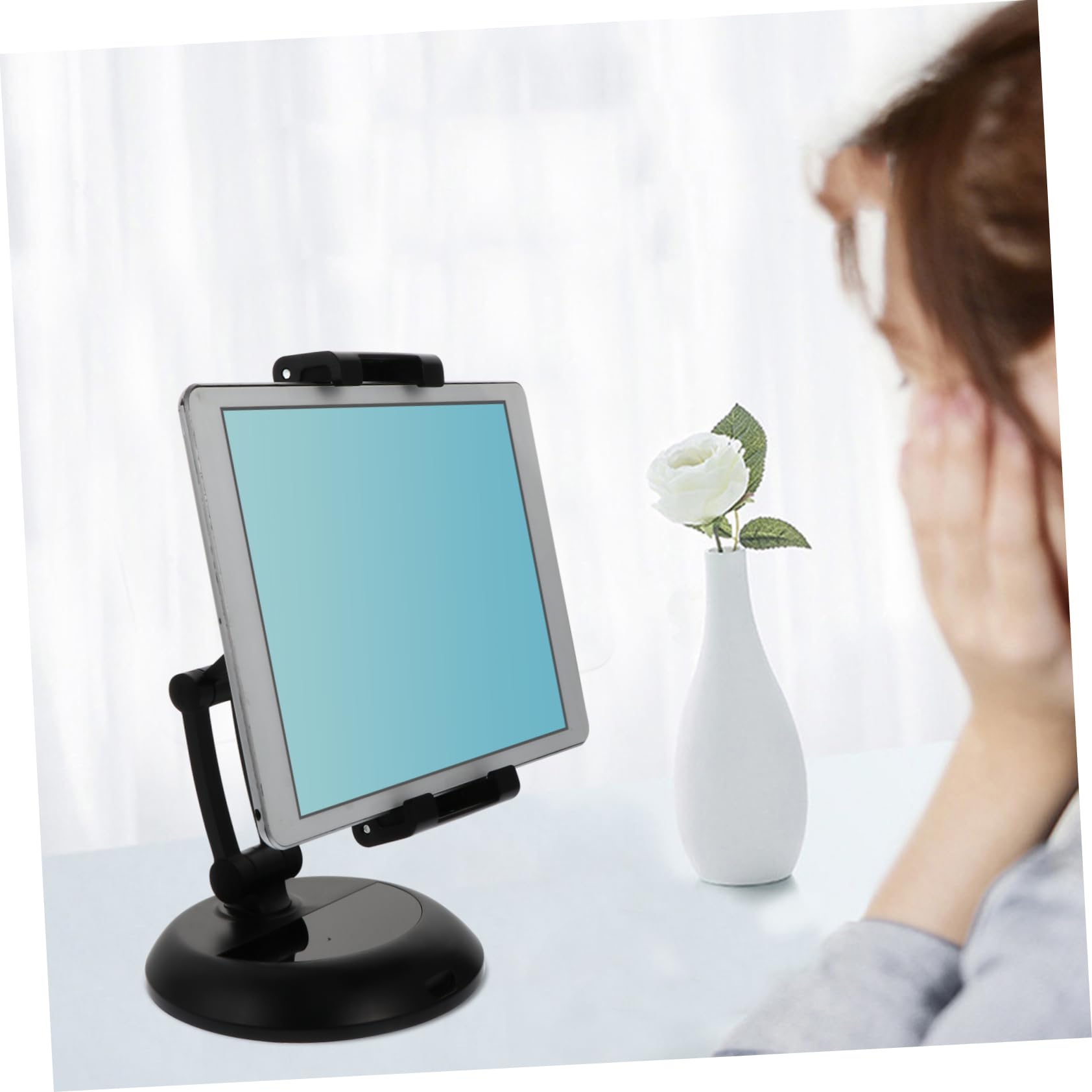SEWACC Support pour Tablette et Téléphone de Bureau Réglable Noir Abs Métal