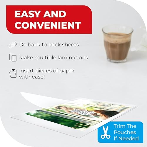 Miniatura 9 de Bolsas de laminación térmica de 0.2fl oz (100 unidades) de 9 x 11.5 pulgadas, tamaño carta, aptas para borrado en seco, compatibles con laminadores,