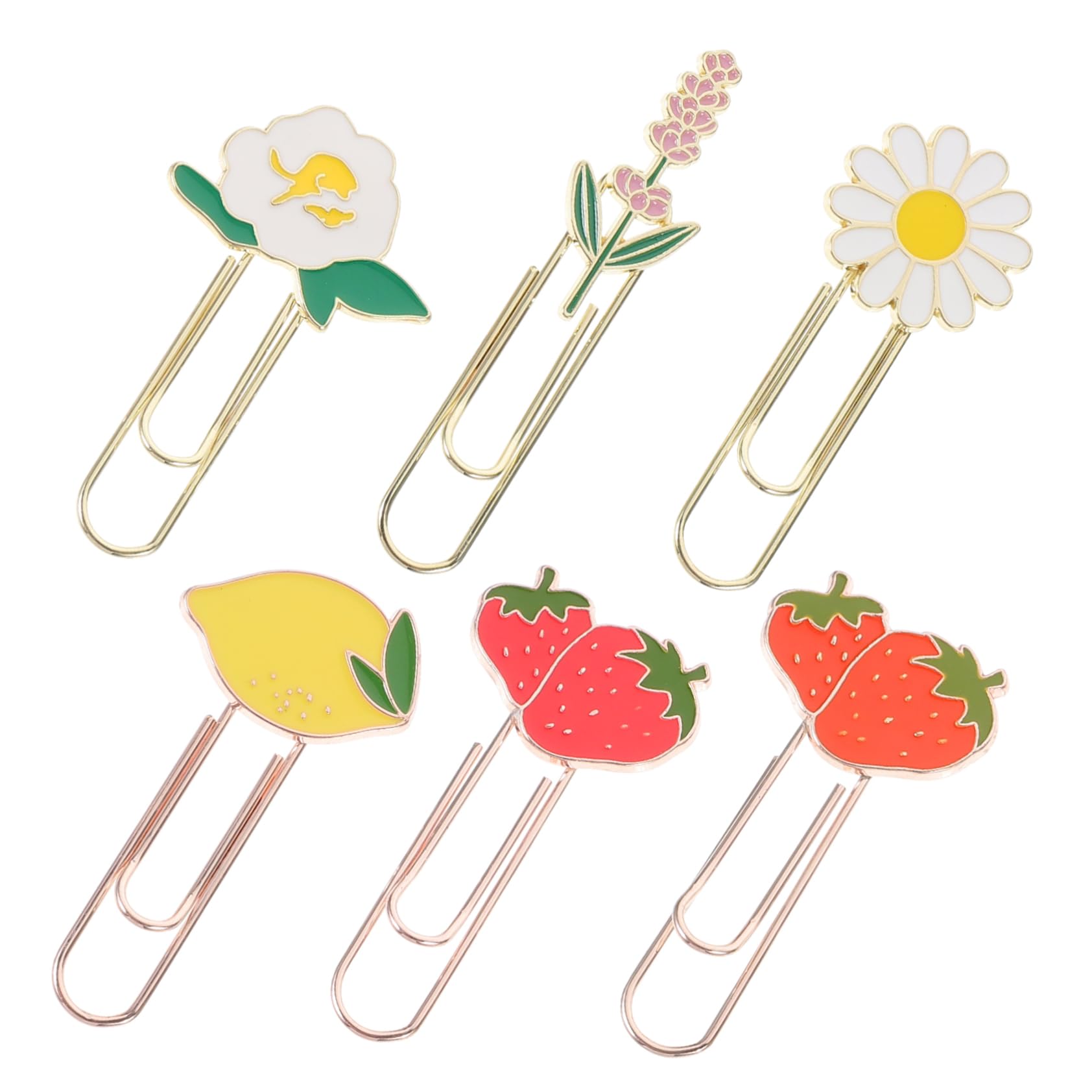 HOMSFOU 5 Set Segnalibro Di Clip Di Carta Da Frutto Clip Di Carta Decorativa Graffetta Per Fogli Ufficio Adornare Graffette Creative Clip Di Carta Da Lega Di Zinco 6 Pezzi*5