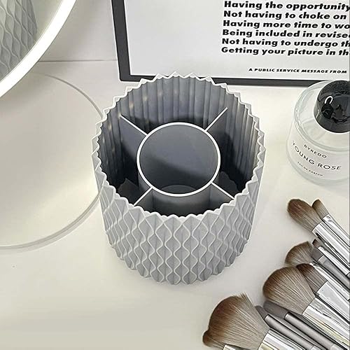 Miniatura 5 de OWLFAVO Organizador de escritorio giratorio, soporte giratorio para bolígrafos, accesorios de lápices de 360 grados, bandeja de almacenamiento para