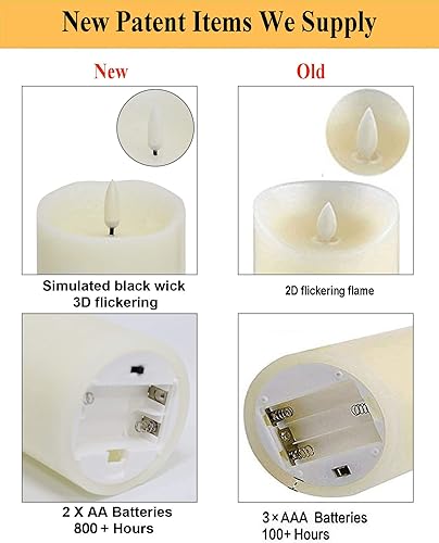Miniatura 6 de Velas de cera real a pilas con control remoto, velas parpadeantes sin llama con temporizador, velas LED eléctricas para decoración del hogar, boda,