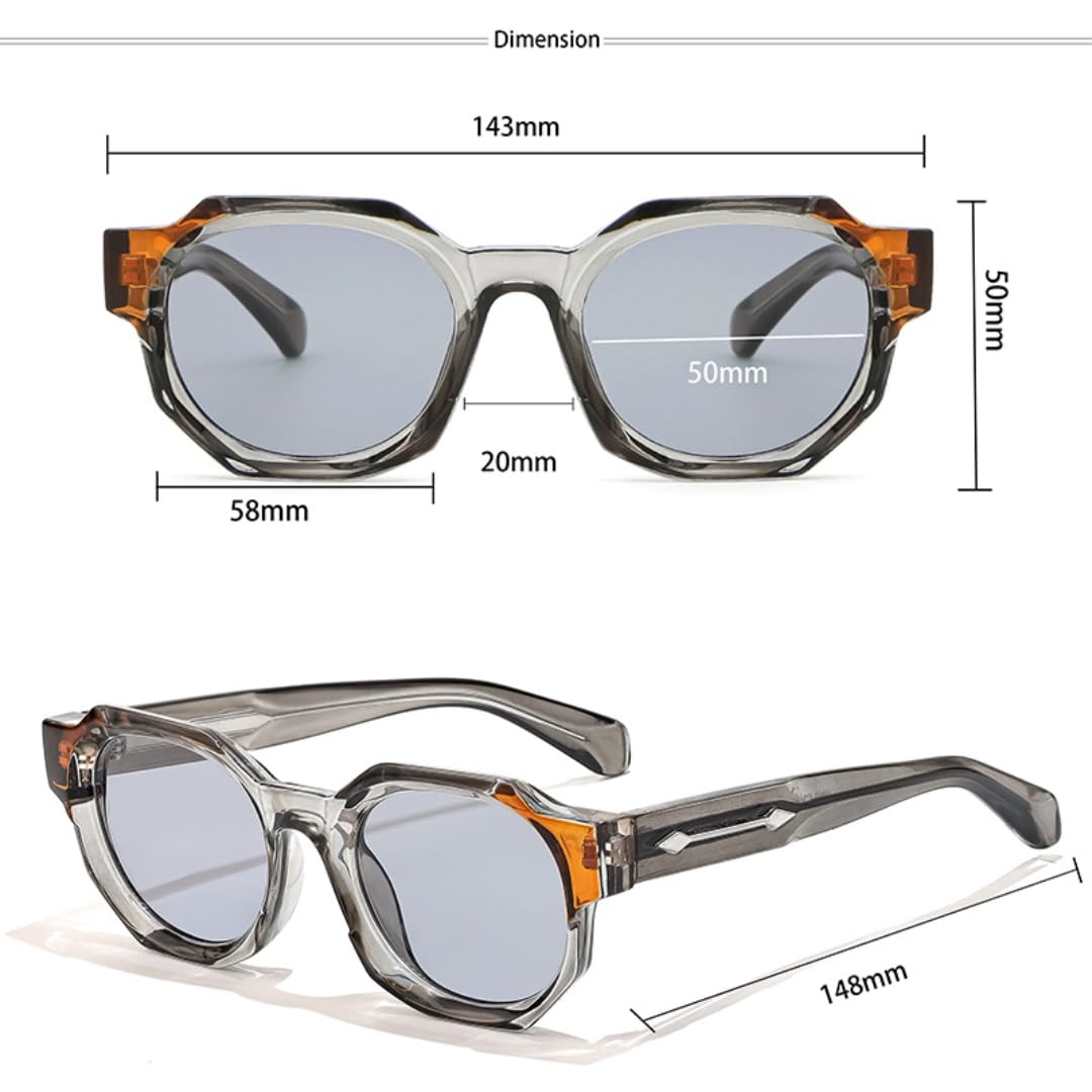 Gafas de sol de moda punk con inserción de núcleo poligonal en las patillas. Gafas de sol para mujer, ideales para fiestas de verano en la playa.