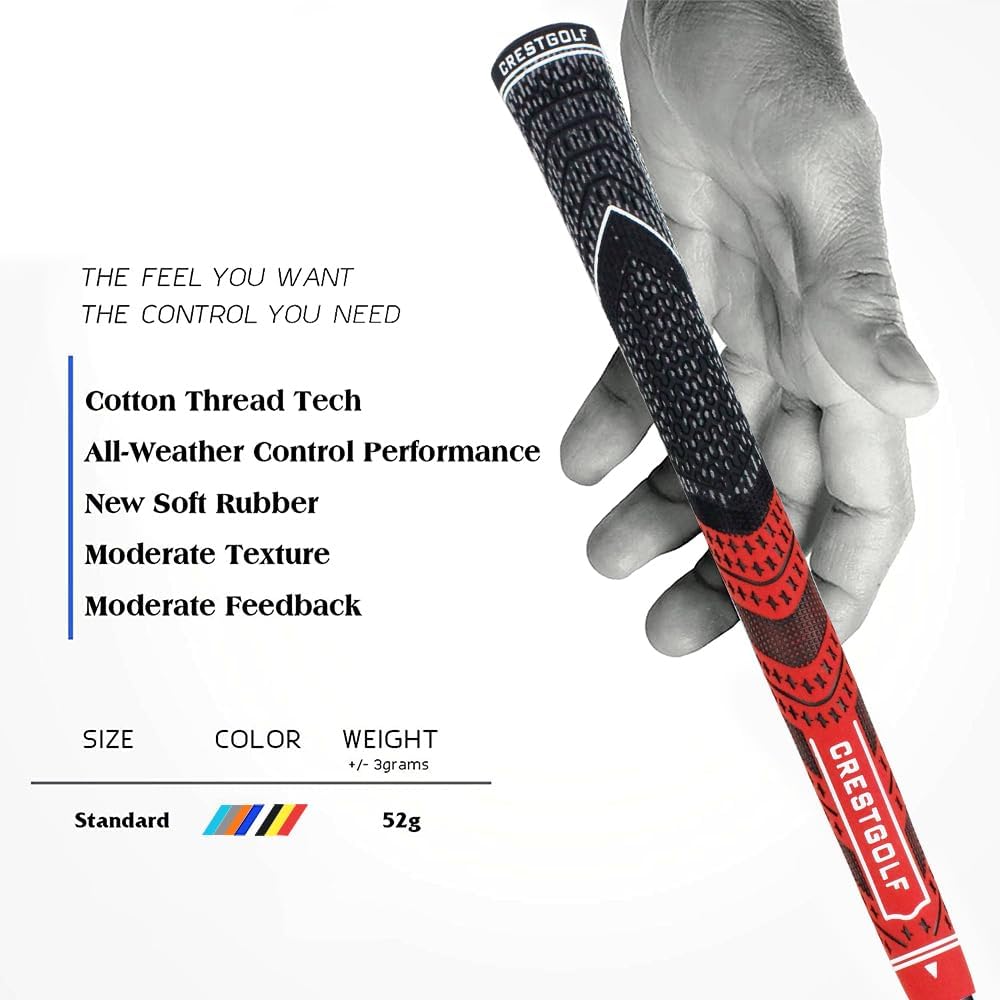Crestgolf Golf Grip Kit Drill-Free & Drill Installation for Regripping Golf Clubs, Inlcudes 13PCS Grips,13PCS Grip Tapes, Hook Knife, 32oz and 5oz Solvent, 18yard Grip Tape