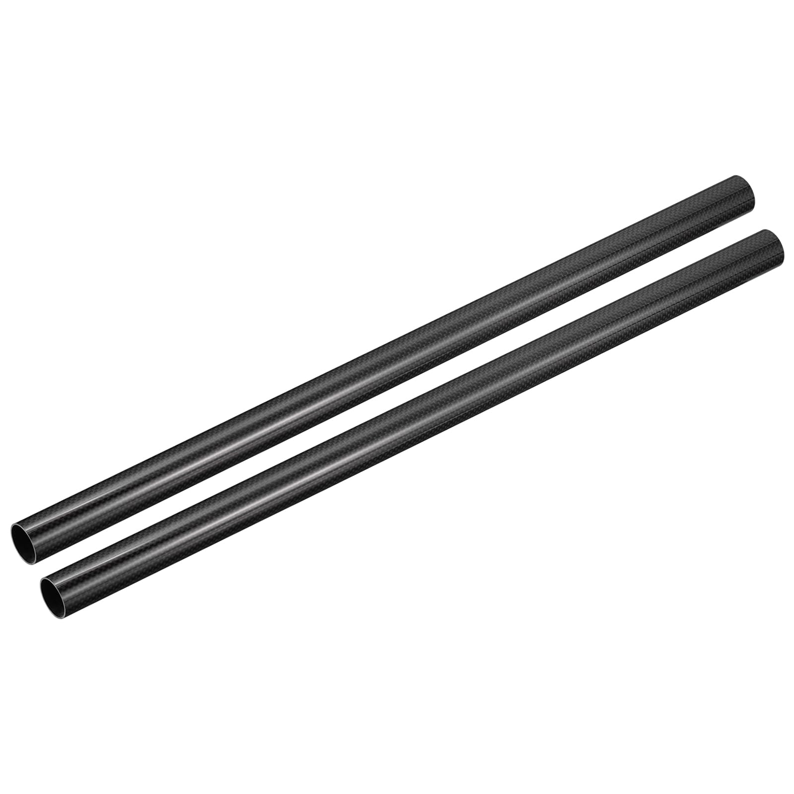 QUARKZMAN Carbone Fibre Tubes, 500mm x 25mm x 23mm 3K Creux Carbon Enveloppé Tuyauterie Rond Uni Tissage Brillant Surface pour Quadricoptère Paquet de 2