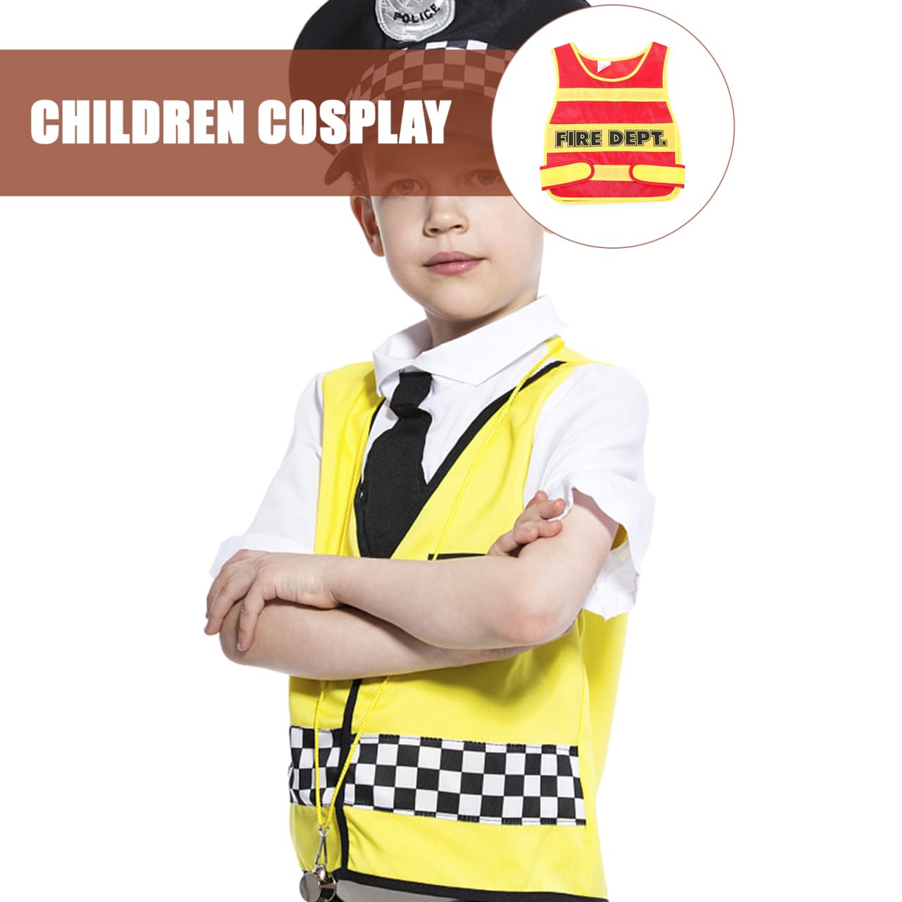 Holibanna Props Vest Fireman Costume Realistic Firefighter Role Play Vest for Parties Favors Dress up, Red, 42.50X33.50X0.50CM - Image 4