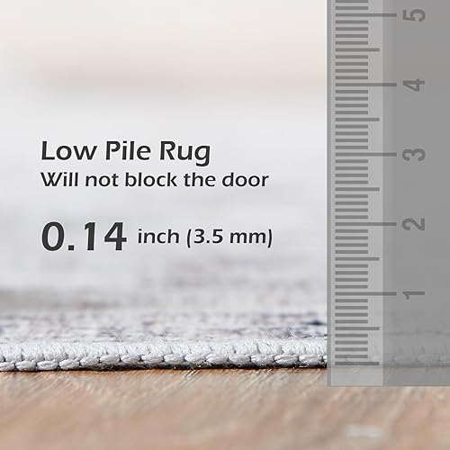 Miniatura 2 de COLLACT Alfombra vintage de 3 x 5 pies, alfombra delgada para interiores, alfombra retro envejecida gris, alfombra con estampado floral, alfombra