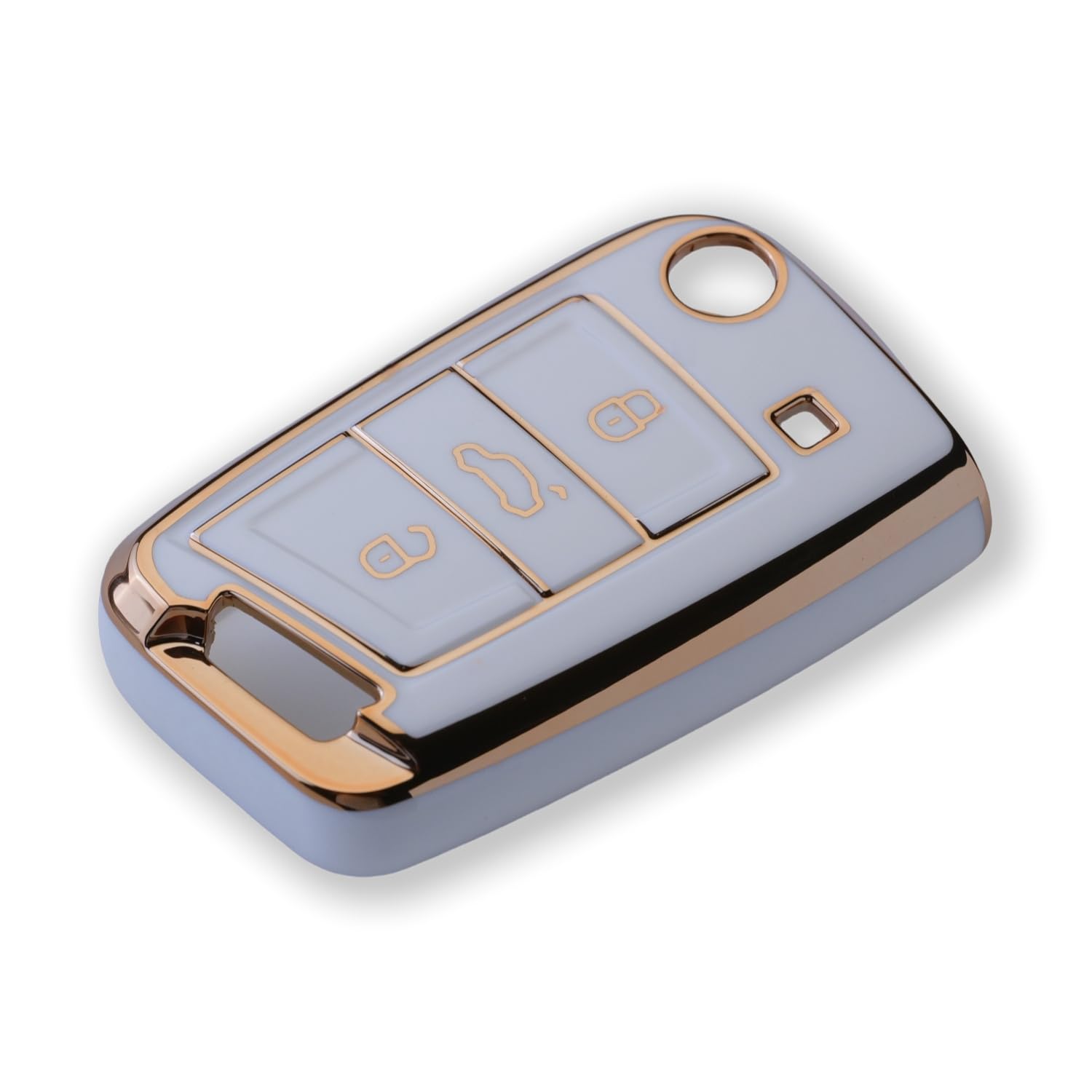 RUXYAXFOL TPU custodia per chiavi auto, adatta per VW Touareg Touran Seat Leon Fabia Ibiza Skoda Fabia Octavia Superb Polo Golf 7 Mk7 custodia chiavi auto, 2 pezzi, platino