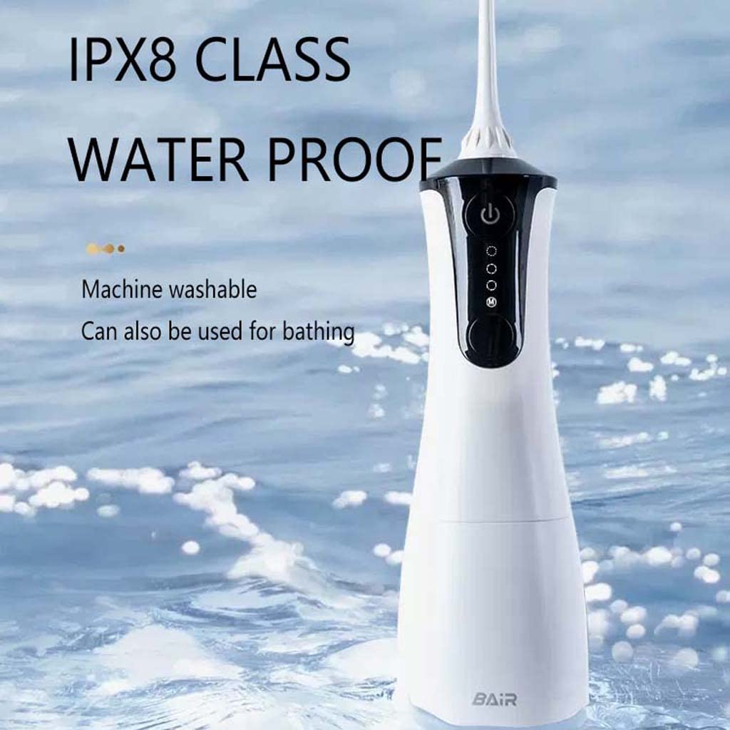 TJH Idropulsore Detergente per Denti Senza Fili, IPX8 Impermeabile Girevole a 360° Irrigatore Orale Dentale Cordless Portatile 300 ml per Pulizia Profonda con 4 modalità 4 Ugelli
