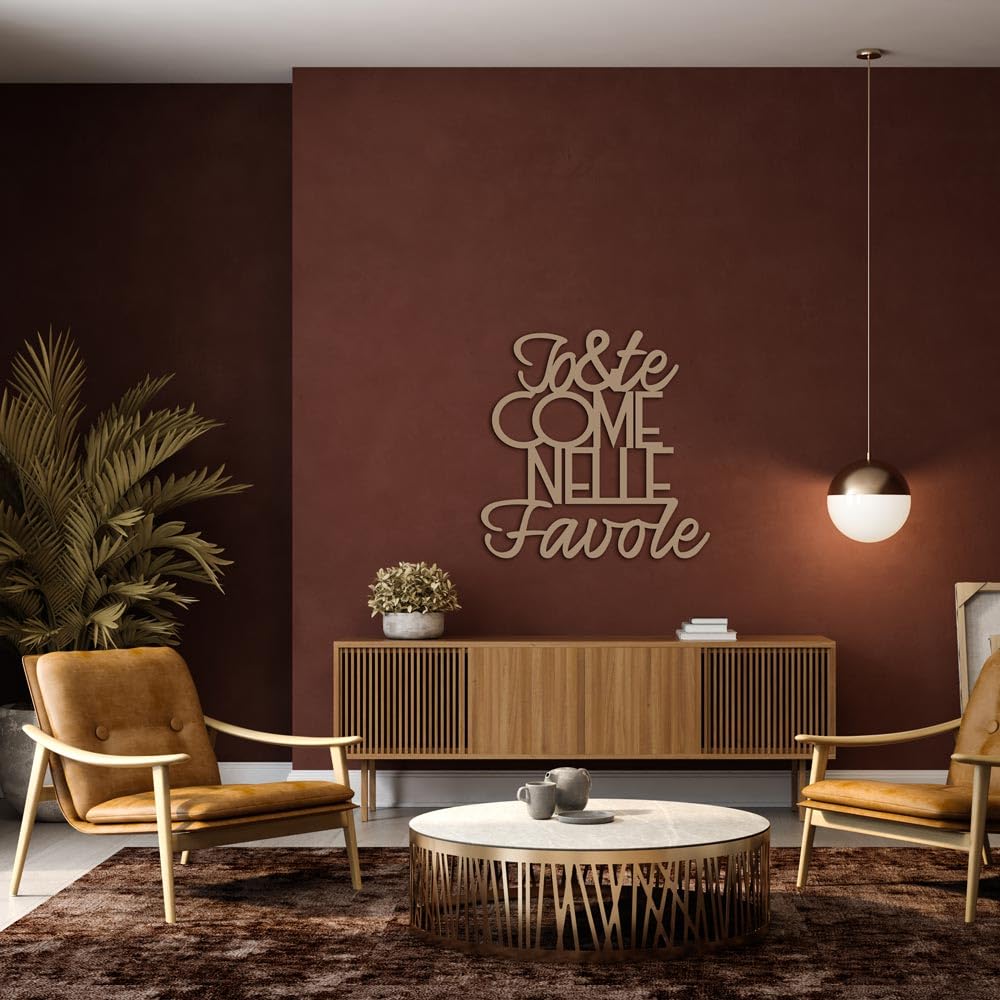Declea Home Decor Scritta in Legno da Appendere Come nelle Favole Targa Decorazione per la Casa Arredo, Frase da Appendere in Legno Amore