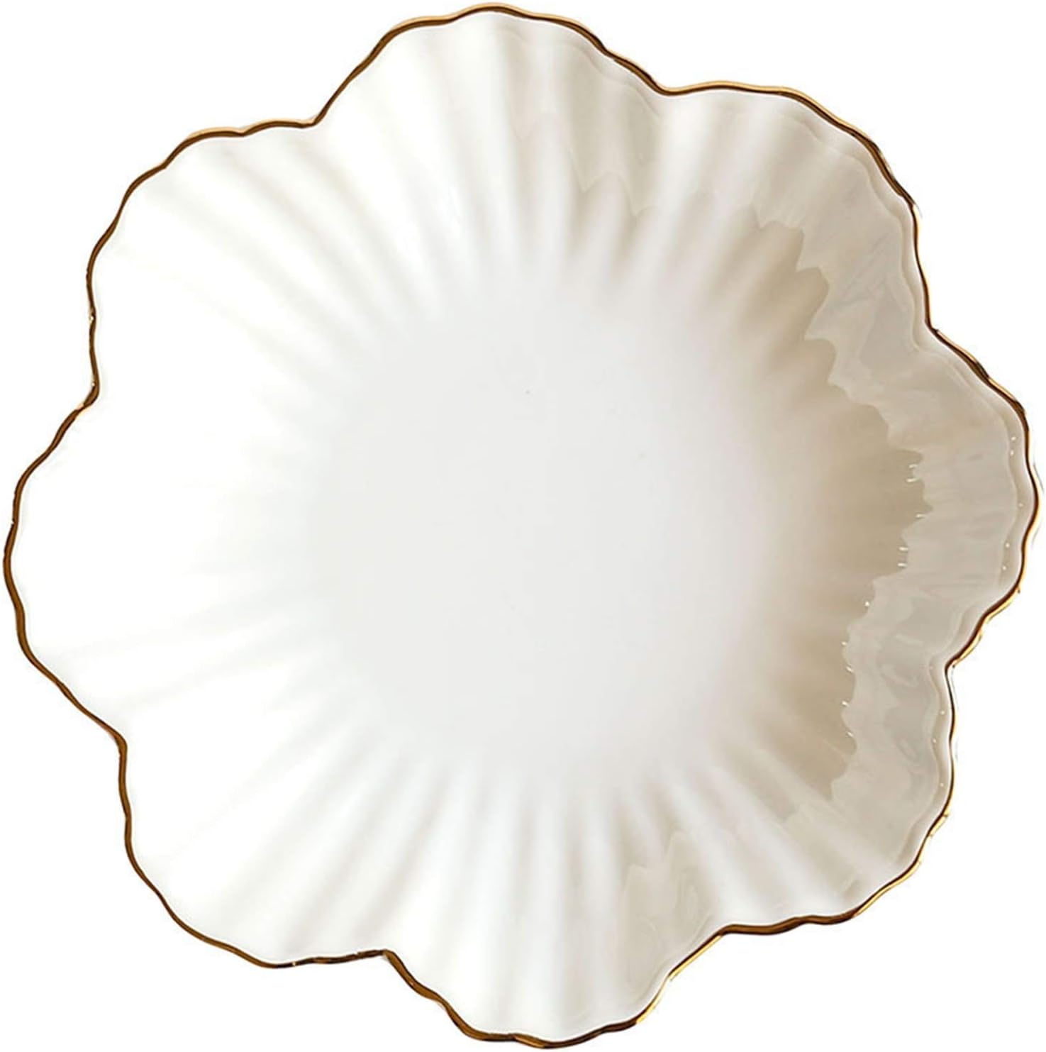 美しいディナープレート 8インチ フラワー スゴールドエッジ セラミックプレート 北欧 花柄 ホワイト 磁器 ディナープレート スー