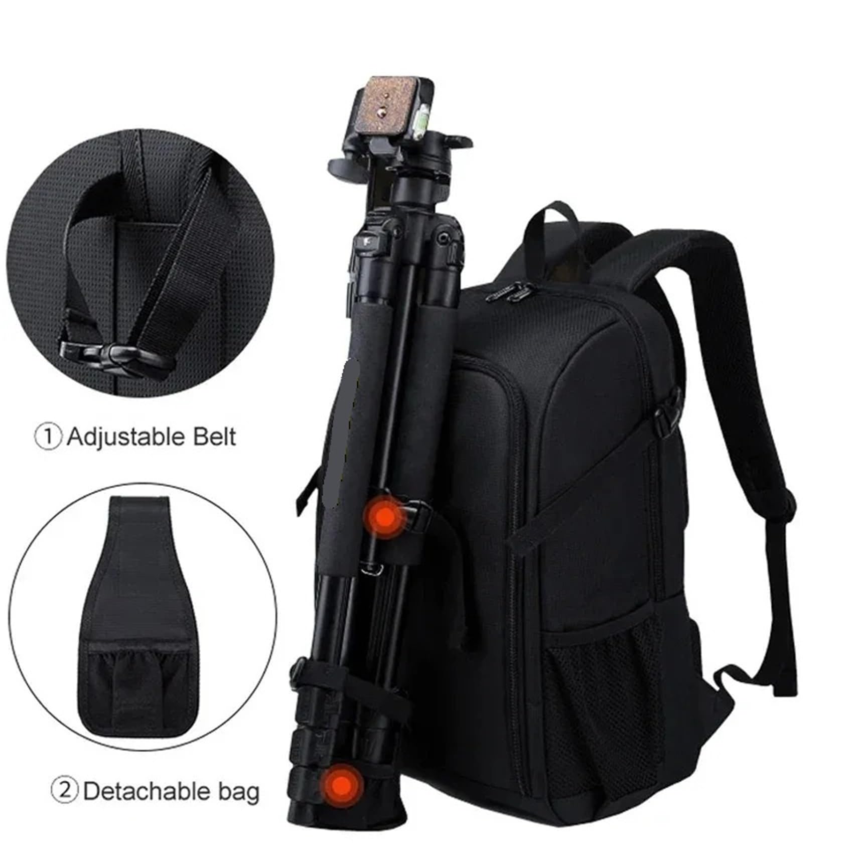 Compatible con el Paquete de portátil con cámara Impermeable Canon | Capa exterior impermeable, detalles reflectantes, divisores acolchados for cámara y computadora portátil.(Red)