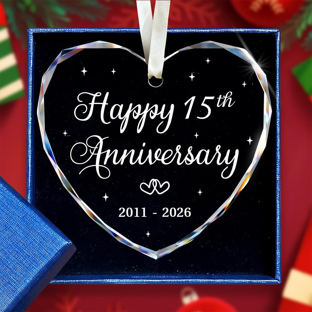 BSQUIELE Happy 15th Anniversary Ornament - Valentine Gift for 15th