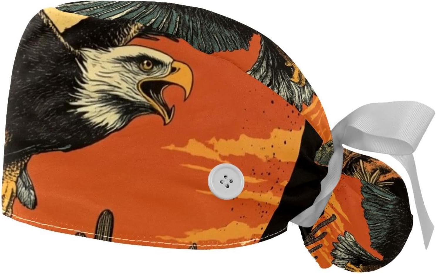 Adjustable Working Cap with Ponytail Holder, Eagle Desert (1) Working Hat Sweatband, Elastic Tie Back Hats Unisex - Image 1 of 6