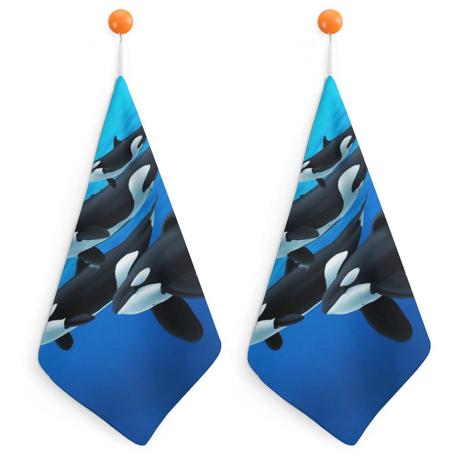 TXFBTRFSA Orca Killer Whale Hand Towels with Hanging Loop Kitchen Towel Handkerchiefs Cleaning Cloths
