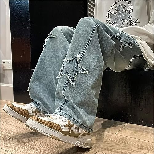YEOU Men's Streetwear Jeans Y2K Loose Fit Straight Star Casual Baggy Harajuku Denim Pants3