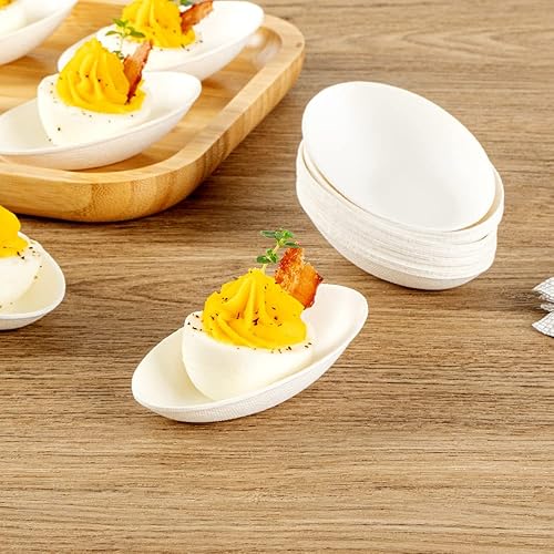Miniatura 4 de Restaurantware Platos de degustación sin PFAS añadido de 3.2 x 2.1 pulgadas, 100 platos desechables, compostables para el hogar, aptos para