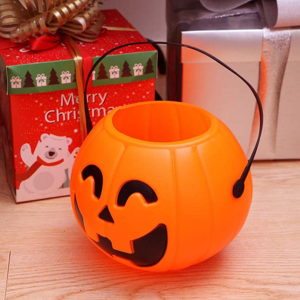 STOBOK Pumpkin Bucket, 4pcs Trick or Treat Pumpkin Bucket Jack O Lantern Halloween Candy Plastic s Halloween for Party Favors