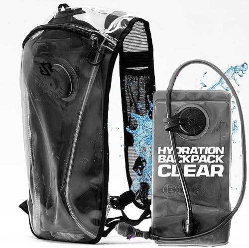 GenZ - Paquete de hidratación transparente para exteriores  Paquete de hidratación Rave, bolsa de agua para festivales, Hydropack Rave, antirrobo
