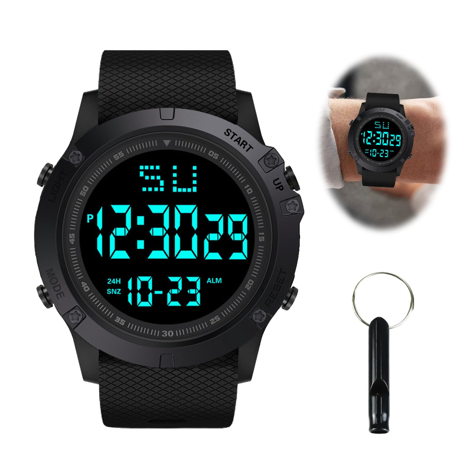 Bettinay Digital Referee Stopwatch, Competition Official Referee Watch Football, Waterproof Stopwatch Wrist with Whistle