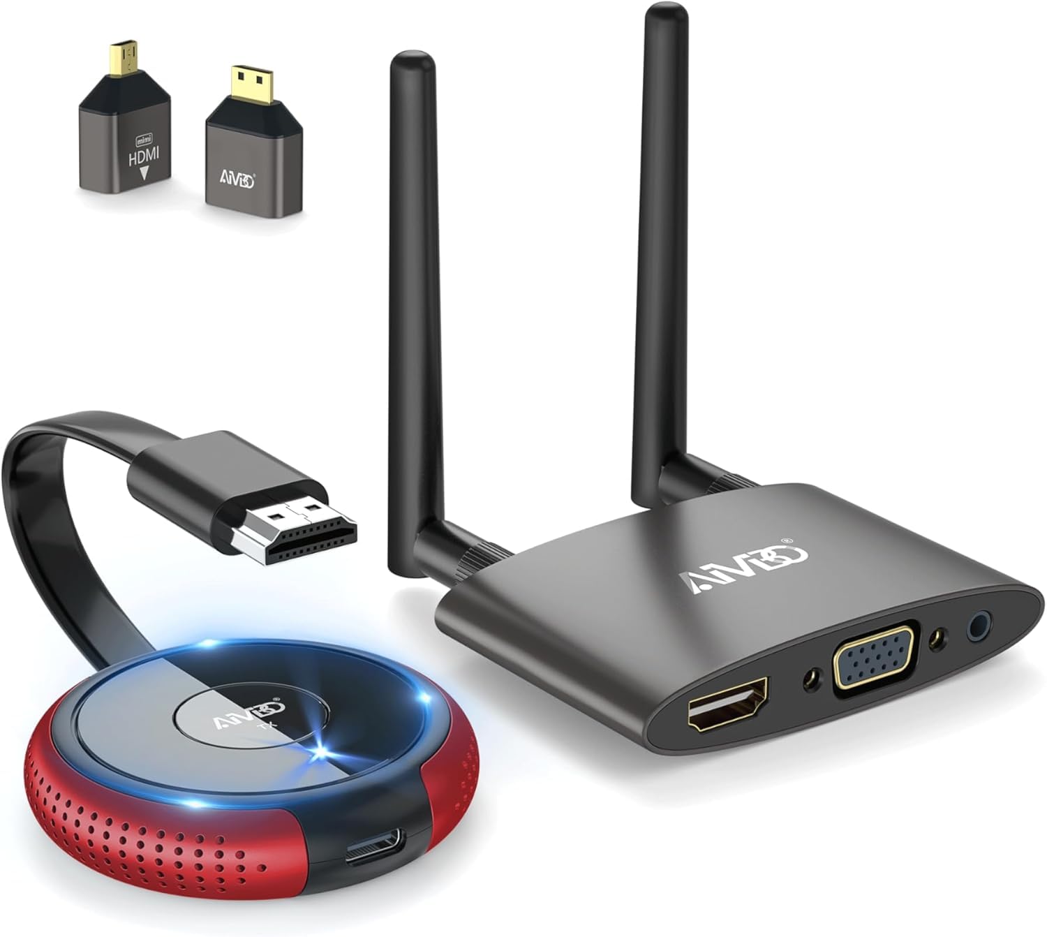 2026 HDMI Wireless Trasmettitore e Ricevitore 4K/5.8G, VGA&HDMI Doppio Schermo Transmitter Receiver, Streaming Audio Video da Laptop/TV Box/Camera/USBC/PS a HDTV/Monitor/Proiettore 165FT/50M