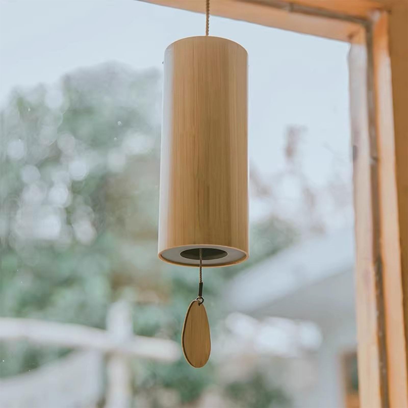 Garten Meditations Windspiel mit Klang Musik Glocken Außenbereich Japanischer Windspiele aus Bambus und Metall Dekoration Geschenk Schöne Glockenspiel für Balkon Terrasse Kinderzimmer(Ton 4)