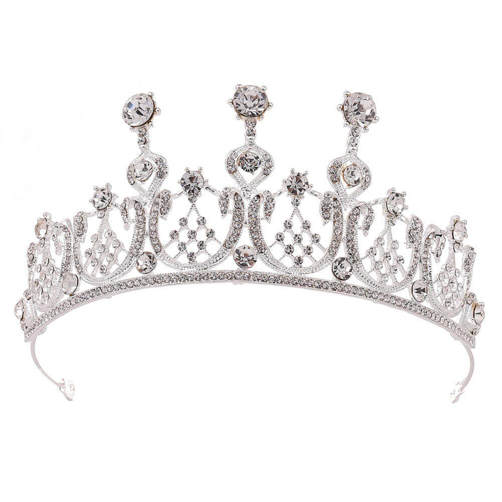 Elegant Bridal Headwear Vintage Wedding Prom Party Headdresses Tiara Jewelry Hair Pins for Bride Bridesmaid,Colour Name:Gold (Color : Silber)