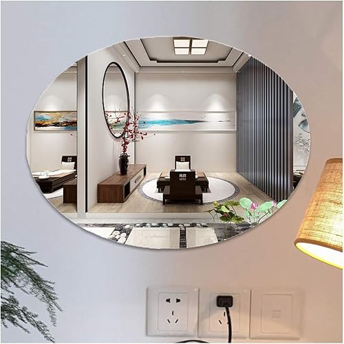 Y&J Espejo de pared ovalado para sala de estar, espejo sin marco, simplicidad moderna, para baño, dormitorio, pasillo, maquillaje, colgar horizontal